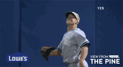 New York Yankees Brett Gardner catches a hoagie gif