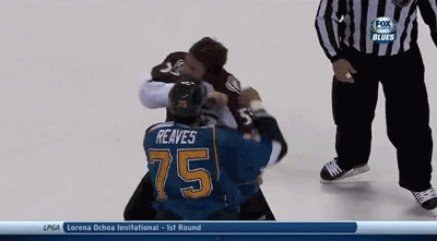 Reaves fights McLeod - Colorardo Avalance vs St. Louis Blues