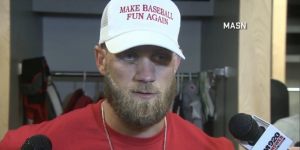 bryce-harper-wore-a-donald-trump-inspired-hat-to-support-the-campaign-for-more-fun-in-baseball