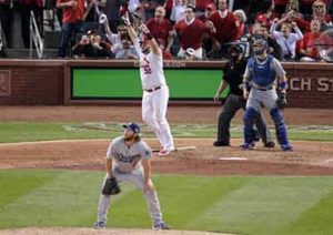 Matt Adams homers off Clayton Kershaw